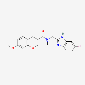 molecular formula C20H20FN3O3 B5679316 N-[(6-fluoro-1H-benzimidazol-2-yl)methyl]-7-methoxy-N-methylchromane-3-carboxamide 