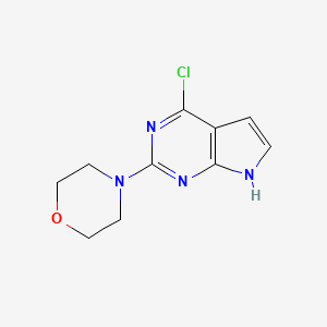 molecular formula C10H11ClN4O B567934 4-(4-氯-7H-吡咯并[2,3-d]嘧啶-2-基)吗啉 CAS No. 1227958-05-5