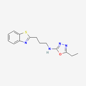 molecular formula C14H16N4OS B5679345 N-[3-(1,3-benzothiazol-2-yl)propyl]-5-ethyl-1,3,4-oxadiazol-2-amine 