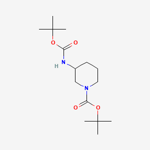 molecular formula C15H28N2O4 B567938 Tert-butyl 3-((tert-butoxycarbonyl)amino)piperidine-1-carboxylate CAS No. 1217710-80-9