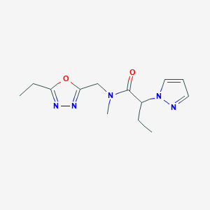 molecular formula C13H19N5O2 B5679400 N-[(5-ethyl-1,3,4-oxadiazol-2-yl)methyl]-N-methyl-2-(1H-pyrazol-1-yl)butanamide 