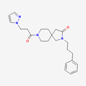 molecular formula C23H30N4O2 B5679549 2-(3-phenylpropyl)-8-[3-(1H-pyrazol-1-yl)propanoyl]-2,8-diazaspiro[4.5]decan-3-one 