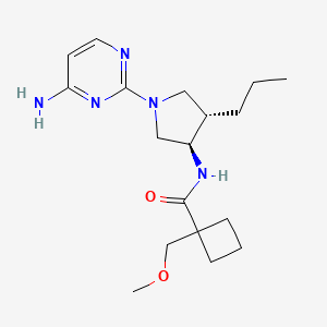 molecular formula C18H29N5O2 B5679568 N-[rel-(3R,4S)-1-(4-amino-2-pyrimidinyl)-4-propyl-3-pyrrolidinyl]-1-(methoxymethyl)cyclobutanecarboxamide hydrochloride 