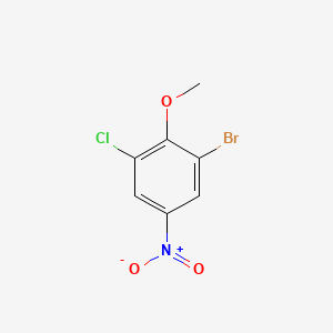molecular formula C7H5BrClNO3 B567958 1-溴-3-氯-2-甲氧基-5-硝基苯 CAS No. 1215205-94-9