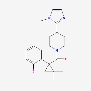 molecular formula C21H26FN3O B5679581 1-{[1-(2-fluorophenyl)-2,2-dimethylcyclopropyl]carbonyl}-4-(1-methyl-1H-imidazol-2-yl)piperidine 