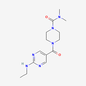 molecular formula C14H22N6O2 B5679584 4-{[2-(ethylamino)-5-pyrimidinyl]carbonyl}-N,N-dimethyl-1-piperazinecarboxamide 