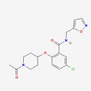molecular formula C18H20ClN3O4 B5679610 2-[(1-acetylpiperidin-4-yl)oxy]-5-chloro-N-(isoxazol-5-ylmethyl)benzamide 