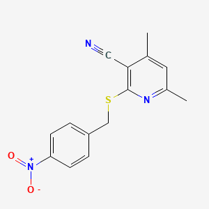 molecular formula C15H13N3O2S B5679620 4,6-dimethyl-2-[(4-nitrobenzyl)thio]nicotinonitrile 