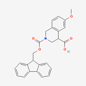 molecular formula C26H23NO5 B567966 2-(((9H-芴-9-基)甲氧羰基)-6-甲氧基-1,2,3,4-四氢异喹啉-4-羧酸 CAS No. 1233025-96-1