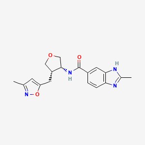 molecular formula C18H20N4O3 B5679667 2-methyl-N-{(3R*,4S*)-4-[(3-methylisoxazol-5-yl)methyl]tetrahydrofuran-3-yl}-1H-benzimidazole-5-carboxamide 