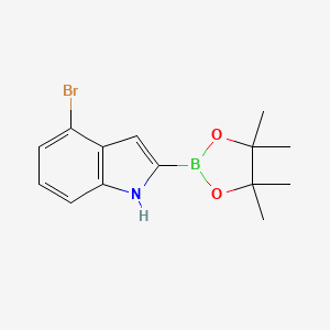 molecular formula C14H17BBrNO2 B567967 4-溴-2-(4,4,5,5-四甲基-1,3,2-二氧杂硼环兰-2-基)-1H-吲哚 CAS No. 1256358-97-0