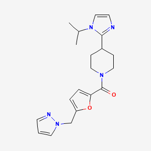 molecular formula C20H25N5O2 B5679767 4-(1-isopropyl-1H-imidazol-2-yl)-1-[5-(1H-pyrazol-1-ylmethyl)-2-furoyl]piperidine 