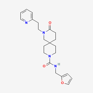 molecular formula C22H28N4O3 B5679770 N-(2-furylmethyl)-3-oxo-2-(2-pyridin-2-ylethyl)-2,9-diazaspiro[5.5]undecane-9-carboxamide 