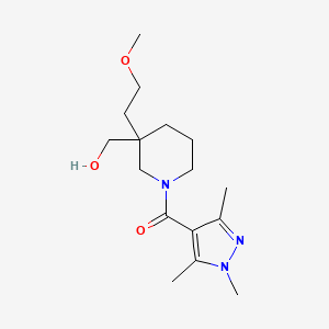 molecular formula C16H27N3O3 B5679806 {3-(2-methoxyethyl)-1-[(1,3,5-trimethyl-1H-pyrazol-4-yl)carbonyl]-3-piperidinyl}methanol 