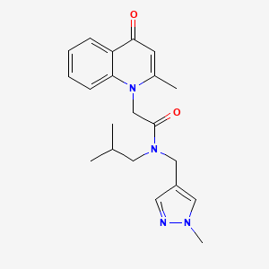 molecular formula C21H26N4O2 B5679809 N-isobutyl-2-(2-methyl-4-oxoquinolin-1(4H)-yl)-N-[(1-methyl-1H-pyrazol-4-yl)methyl]acetamide 