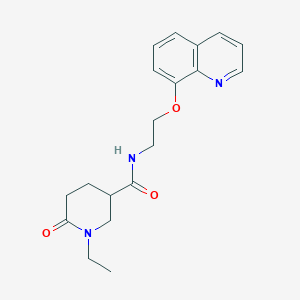 molecular formula C19H23N3O3 B5679832 1-ethyl-6-oxo-N-[2-(8-quinolinyloxy)ethyl]-3-piperidinecarboxamide 