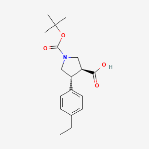 B567984 (3S,4R)-1-(Tert-butoxycarbonyl)-4-(4-ethylphenyl)pyrrolidine-3-carboxylic acid CAS No. 1227845-15-9