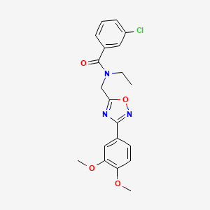 molecular formula C20H20ClN3O4 B5679898 3-chloro-N-{[3-(3,4-dimethoxyphenyl)-1,2,4-oxadiazol-5-yl]methyl}-N-ethylbenzamide 