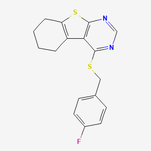 molecular formula C17H15FN2S2 B5679976 4-[(4-fluorobenzyl)thio]-5,6,7,8-tetrahydro[1]benzothieno[2,3-d]pyrimidine 