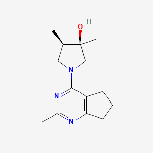 molecular formula C14H21N3O B5679982 (3R*,4R*)-3,4-dimethyl-1-(2-methyl-6,7-dihydro-5H-cyclopenta[d]pyrimidin-4-yl)-3-pyrrolidinol 