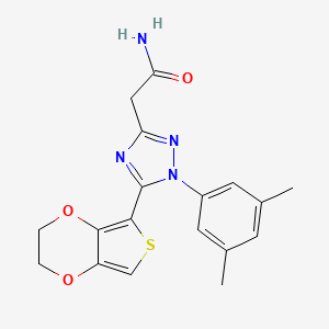 2-[5-(2,3-dihydrothieno[3,4-b][1,4]dioxin-5-yl)-1-(3,5-dimethylphenyl)-1H-1,2,4-triazol-3-yl]acetamide