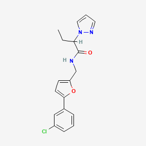 molecular formula C18H18ClN3O2 B5680008 N-{[5-(3-chlorophenyl)-2-furyl]methyl}-2-(1H-pyrazol-1-yl)butanamide 