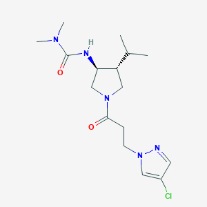 molecular formula C16H26ClN5O2 B5680021 N'-{(3S*,4R*)-1-[3-(4-chloro-1H-pyrazol-1-yl)propanoyl]-4-isopropyl-3-pyrrolidinyl}-N,N-dimethylurea 
