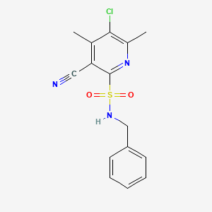 molecular formula C15H14ClN3O2S B5680062 N-benzyl-5-chloro-3-cyano-4,6-dimethylpyridine-2-sulfonamide 