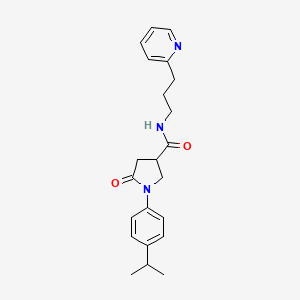 molecular formula C22H27N3O2 B5680064 1-(4-isopropylphenyl)-5-oxo-N-[3-(2-pyridinyl)propyl]-3-pyrrolidinecarboxamide 