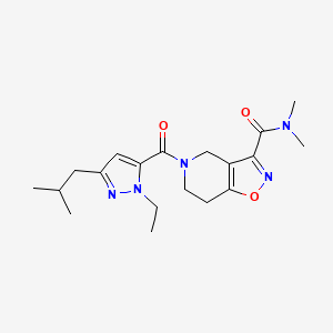 molecular formula C19H27N5O3 B5680071 5-[(1-ethyl-3-isobutyl-1H-pyrazol-5-yl)carbonyl]-N,N-dimethyl-4,5,6,7-tetrahydroisoxazolo[4,5-c]pyridine-3-carboxamide 