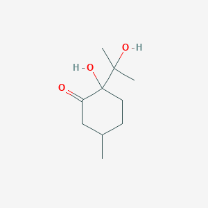 molecular formula C10H18O3 B056801 2-Hydroxy-2-(2-hydroxypropan-2-yl)-5-methylcyclohexan-1-one CAS No. 119980-52-8