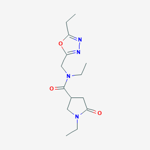 molecular formula C14H22N4O3 B5680116 N,1-diethyl-N-[(5-ethyl-1,3,4-oxadiazol-2-yl)methyl]-5-oxo-3-pyrrolidinecarboxamide 