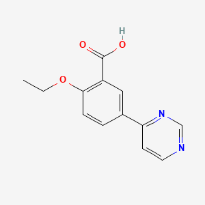 molecular formula C13H12N2O3 B568014 2-Ethoxy-5-(pyrimidin-4-YL)benzoic acid CAS No. 1359704-34-9