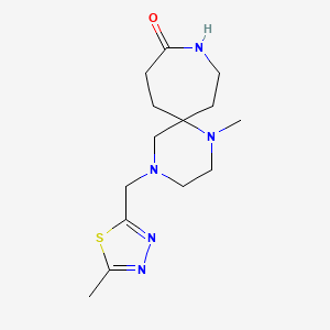 molecular formula C14H23N5OS B5680165 1-methyl-4-[(5-methyl-1,3,4-thiadiazol-2-yl)methyl]-1,4,9-triazaspiro[5.6]dodecan-10-one 