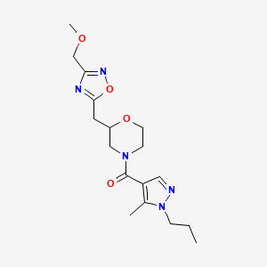 molecular formula C17H25N5O4 B5680186 2-{[3-(methoxymethyl)-1,2,4-oxadiazol-5-yl]methyl}-4-[(5-methyl-1-propyl-1H-pyrazol-4-yl)carbonyl]morpholine 