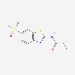 molecular formula C11H12N2O3S2 B5680211 N-[6-(methylsulfonyl)-1,3-benzothiazol-2-yl]propanamide 
