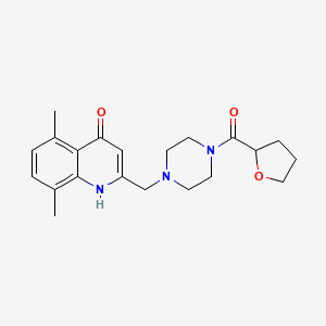 molecular formula C21H27N3O3 B5680221 5,8-dimethyl-2-{[4-(tetrahydrofuran-2-ylcarbonyl)piperazin-1-yl]methyl}quinolin-4-ol 