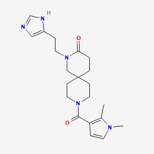 molecular formula C21H29N5O2 B5680254 9-[(1,2-dimethyl-1H-pyrrol-3-yl)carbonyl]-2-[2-(1H-imidazol-4-yl)ethyl]-2,9-diazaspiro[5.5]undecan-3-one 