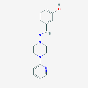 molecular formula C16H18N4O B5680450 3-({[4-(2-pyridinyl)-1-piperazinyl]imino}methyl)phenol 