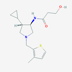 molecular formula C16H24N2O2S B5680458 N-{rel-(3R,4S)-4-cyclopropyl-1-[(3-methyl-2-thienyl)methyl]-3-pyrrolidinyl}-3-hydroxypropanamide hydrochloride 