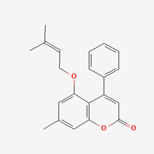 molecular formula C21H20O3 B5680470 7-methyl-5-[(3-methyl-2-buten-1-yl)oxy]-4-phenyl-2H-chromen-2-one 