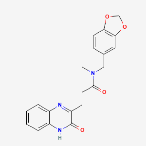 molecular formula C20H19N3O4 B5680491 N-(1,3-benzodioxol-5-ylmethyl)-3-(3-hydroxy-2-quinoxalinyl)-N-methylpropanamide 