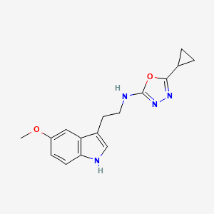 molecular formula C16H18N4O2 B5680526 5-cyclopropyl-N-[2-(5-methoxy-1H-indol-3-yl)ethyl]-1,3,4-oxadiazol-2-amine 