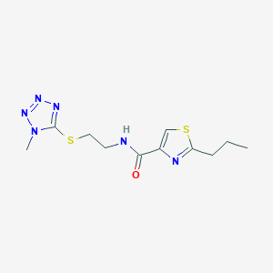 molecular formula C11H16N6OS2 B5680648 N-{2-[(1-methyl-1H-tetrazol-5-yl)thio]ethyl}-2-propyl-1,3-thiazole-4-carboxamide 