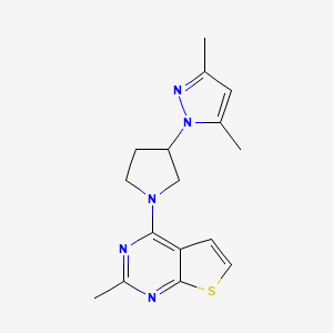 molecular formula C16H19N5S B5680658 4-[3-(3,5-dimethyl-1H-pyrazol-1-yl)pyrrolidin-1-yl]-2-methylthieno[2,3-d]pyrimidine 