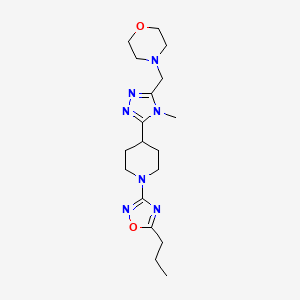 molecular formula C18H29N7O2 B5680670 4-({4-methyl-5-[1-(5-propyl-1,2,4-oxadiazol-3-yl)piperidin-4-yl]-4H-1,2,4-triazol-3-yl}methyl)morpholine 