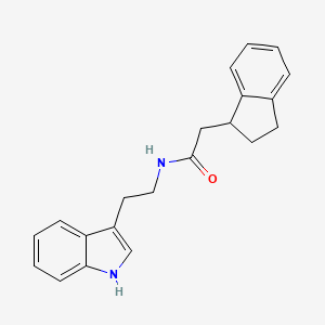molecular formula C21H22N2O B5680725 2-(2,3-dihydro-1H-inden-1-yl)-N-[2-(1H-indol-3-yl)ethyl]acetamide 