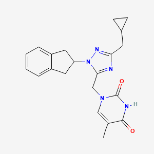 molecular formula C21H23N5O2 B5680741 1-{[3-(cyclopropylmethyl)-1-(2,3-dihydro-1H-inden-2-yl)-1H-1,2,4-triazol-5-yl]methyl}-5-methylpyrimidine-2,4(1H,3H)-dione 