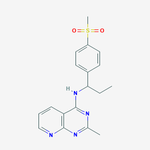 molecular formula C18H20N4O2S B5680793 2-methyl-N-{1-[4-(methylsulfonyl)phenyl]propyl}pyrido[2,3-d]pyrimidin-4-amine 