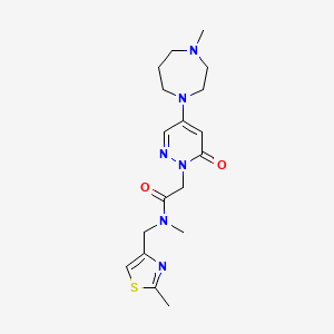 molecular formula C18H26N6O2S B5680825 N-methyl-2-[4-(4-methyl-1,4-diazepan-1-yl)-6-oxopyridazin-1(6H)-yl]-N-[(2-methyl-1,3-thiazol-4-yl)methyl]acetamide 